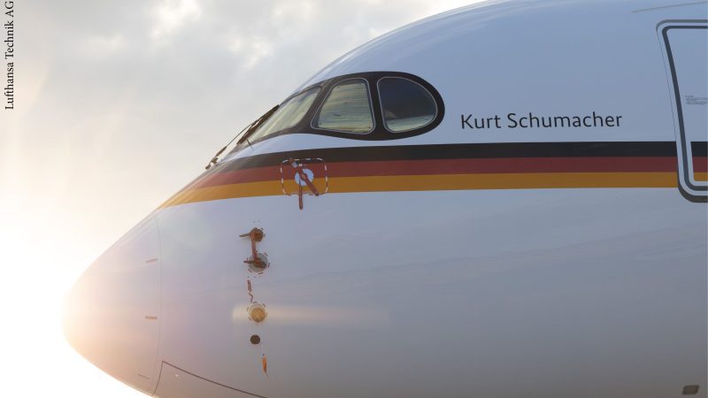 Die Deutsche Luftwaffe erhält das dritte A350-Regierungsflugzeug von Lufthansa Technik

