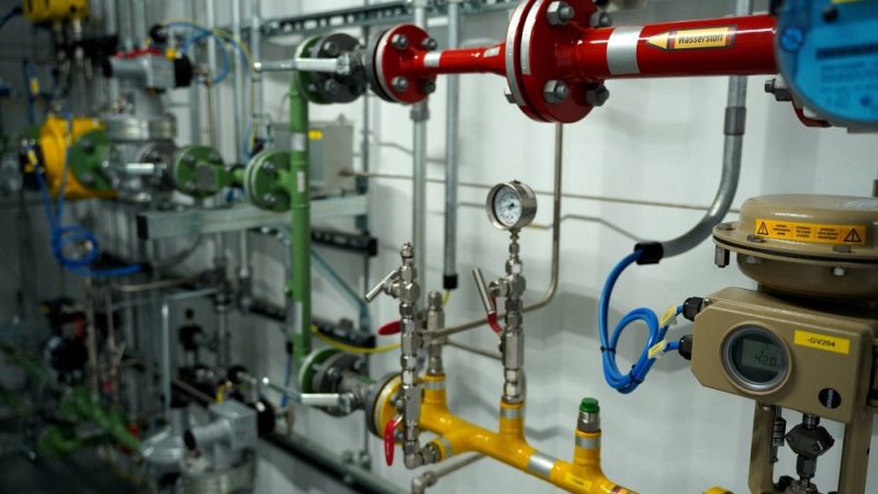 A gas blending station for testing gas and hydrogen mixtures in Germany. The energy transition in Germany became urgent after its supply of relatively inexpensive gas from Russia ended following the Ukraine war. 